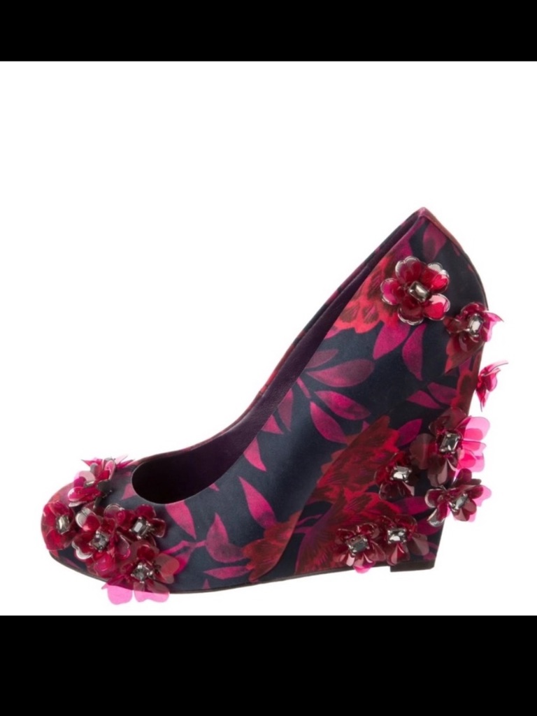 Tory Burch Pink And Purple Geometric Wedge Shoes New In Box